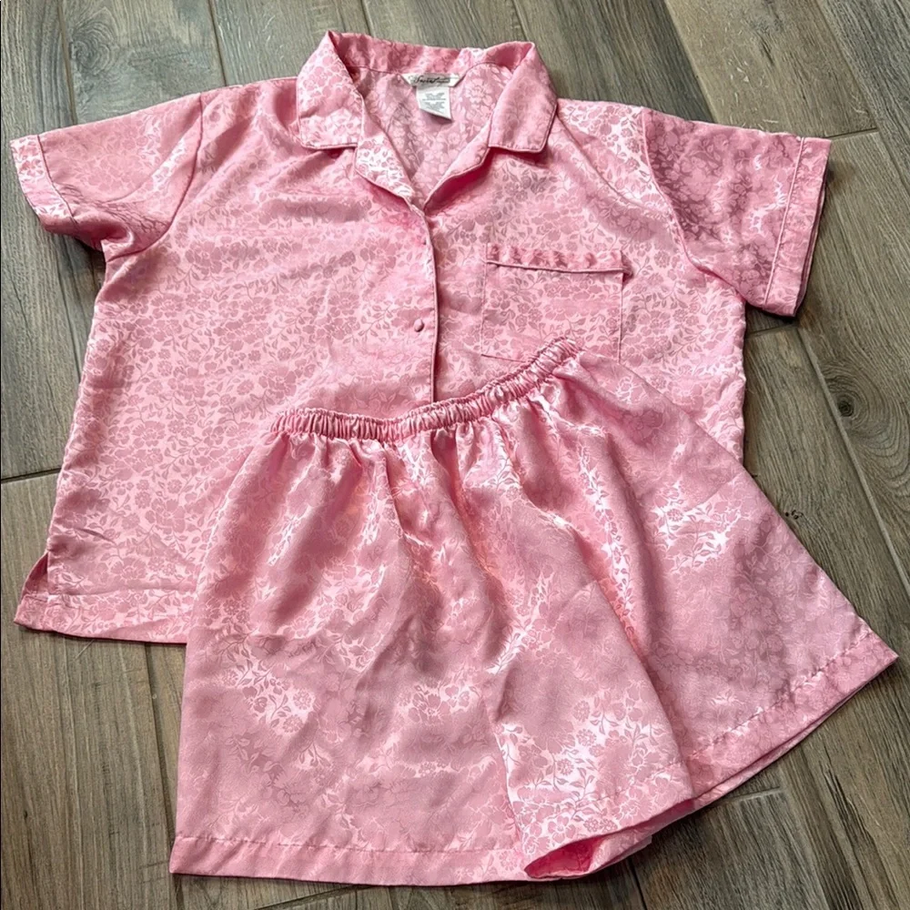 Secret Treasures Floral Satin Pajama‎ Short Set 2 piece Pink Large